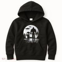 Bigfoot And Alien UFO Moon Sasquatch Bigfoot Lovers Kids Hoodie thumb 0