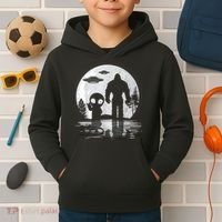 Bigfoot And Alien UFO Moon Sasquatch Bigfoot Lovers Kids Hoodie thumb 2