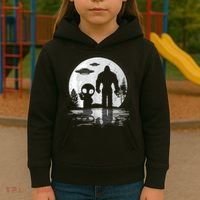 Bigfoot And Alien UFO Moon Sasquatch Bigfoot Lovers Kids Hoodie thumb 3