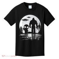 Bigfoot And Alien UFO Moon Sasquatch Bigfoot Lovers Kids T-Shirt thumb 0