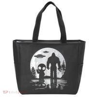 Bigfoot And Alien UFO Moon Sasquatch Bigfoot Lovers Tote Bag thumb 0