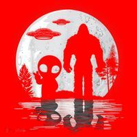 Bigfoot And Alien UFO Moon Sasquatch Bigfoot Lovers Santa Hat thumb 1