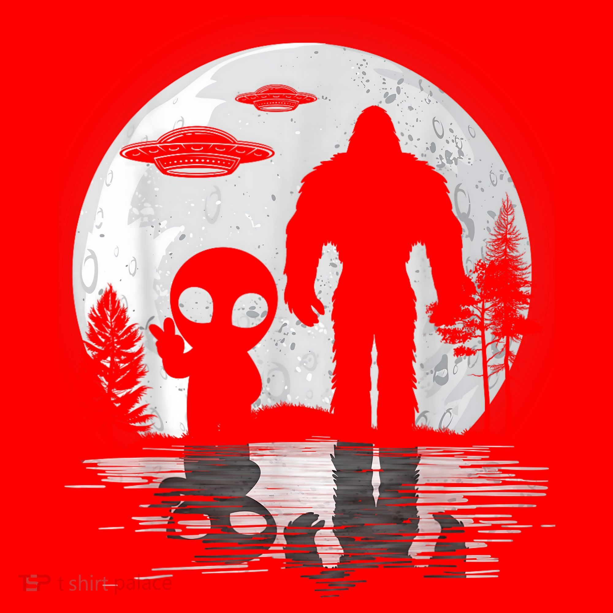 Bigfoot And Alien UFO Moon Sasquatch Bigfoot Lovers Santa Hat