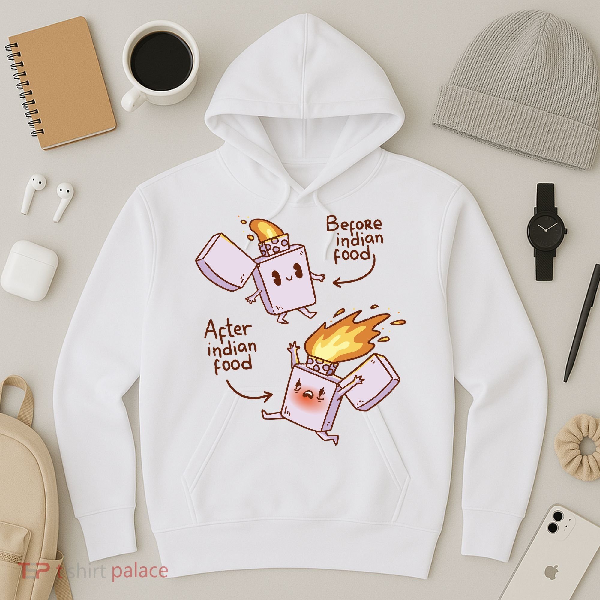 Before And After Indian Food Funny Hoodie