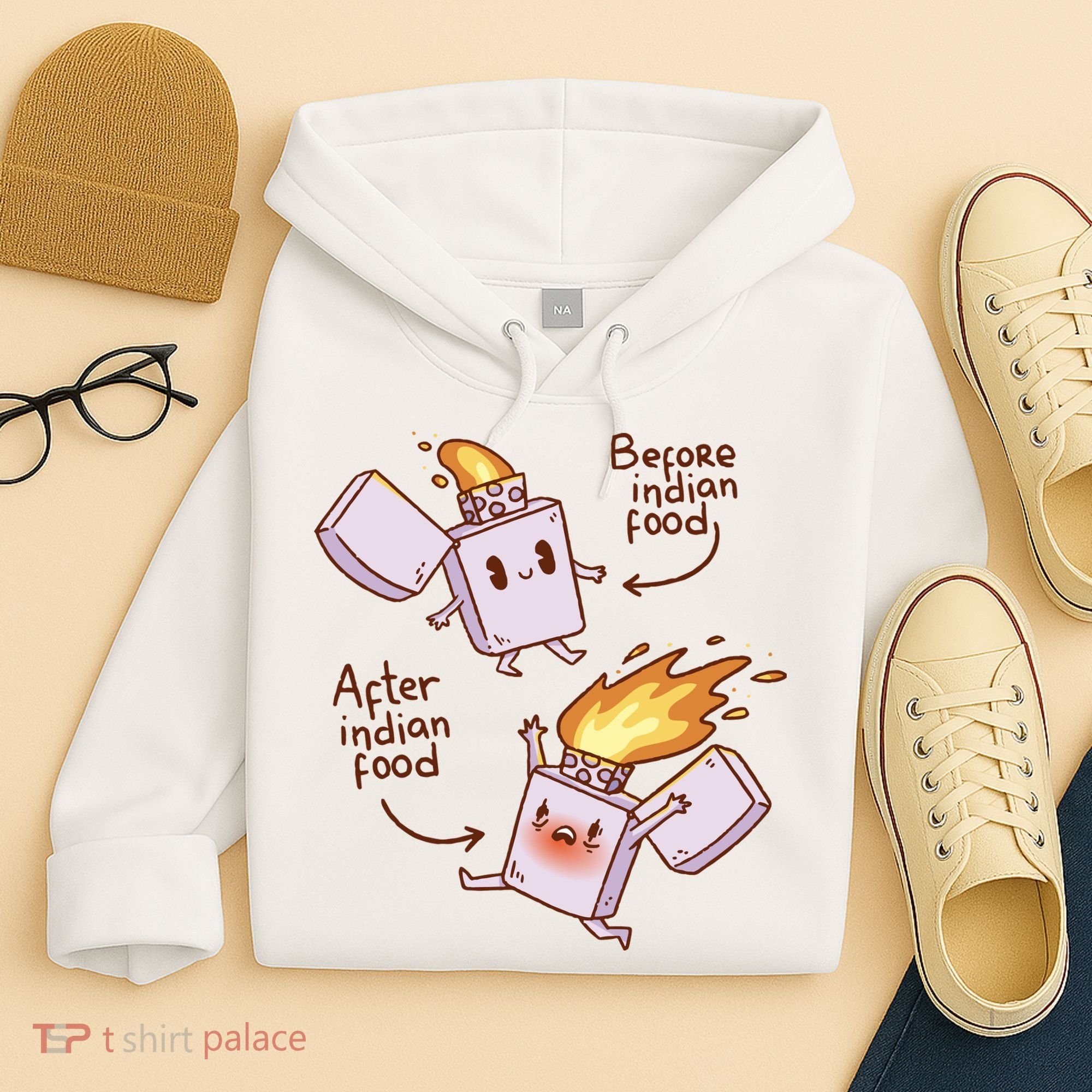 Before And After Indian Food Funny Hoodie