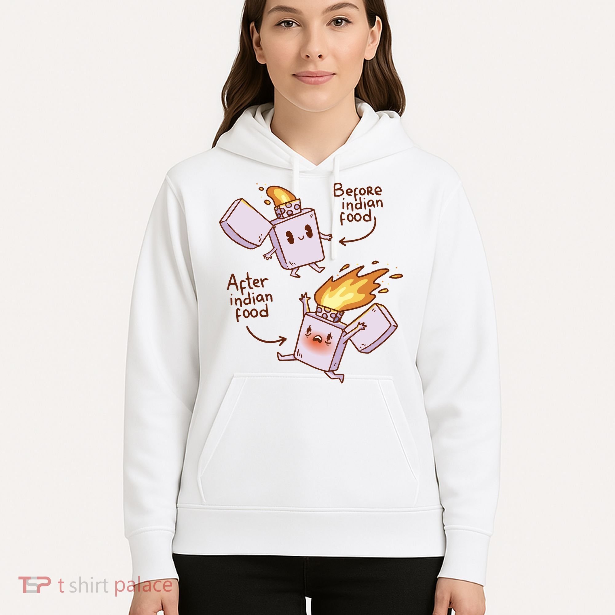 Before And After Indian Food Funny Hoodie