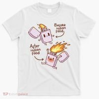 Before And After Indian Food Funny T-Shirt thumb 0