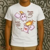 Before And After Indian Food Funny T-Shirt thumb 3