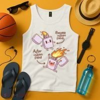 Before And After Indian Food Funny Tank Top thumb 4