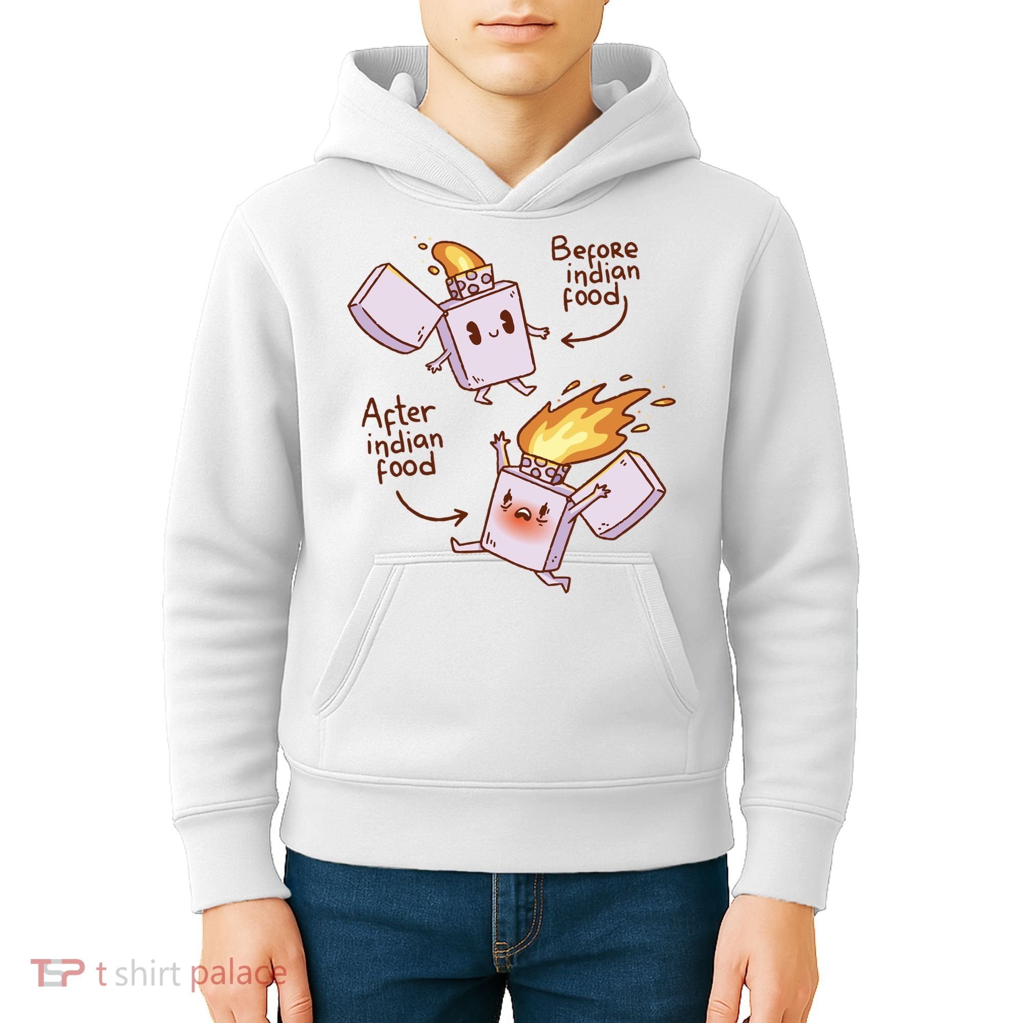Before And After Indian Food Funny Kids Hoodie