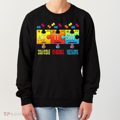 Black Autism Awareness Puzzle Classic Fit Short Sleeve Cotton & Polyester Blend Women's Sweatshirt
