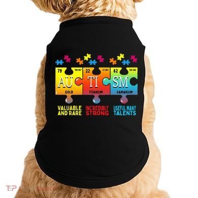 Black Autism Awareness Puzzle Classic Fit Short Sleeve Cotton & Polyester Blend Doggie Tank