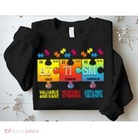 Black Autism Awareness Puzzle Classic Fit Short Sleeve Cotton & Polyester Blend Sweatshirt thumb 2