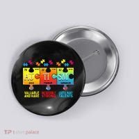 Black Autism Awareness Puzzle Classic Fit Short Sleeve Cotton & Polyester Blend Button thumb 0