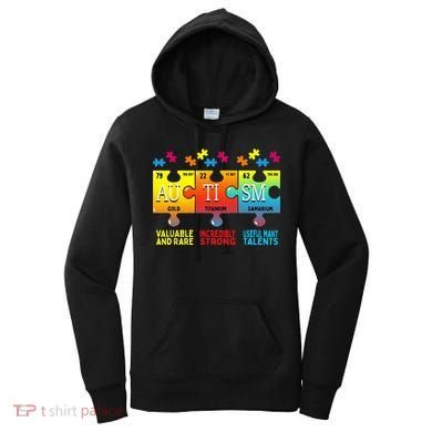 Black Autism Awareness Puzzle Classic Fit Short Sleeve Cotton & Polyester Blend Women's Hoodie