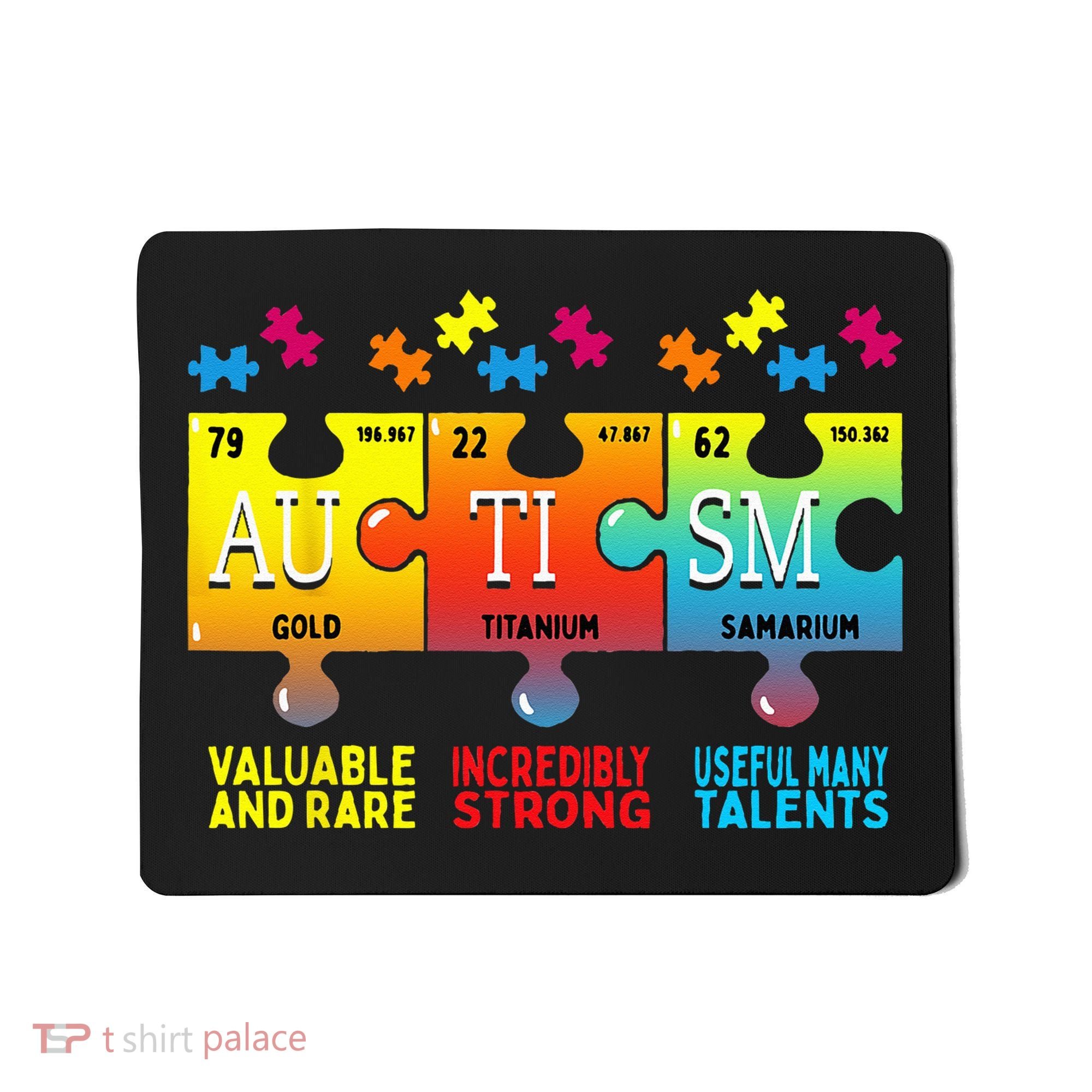 Black Autism Awareness Puzzle Classic Fit Short Sleeve Cotton & Polyester Blend Mousepad