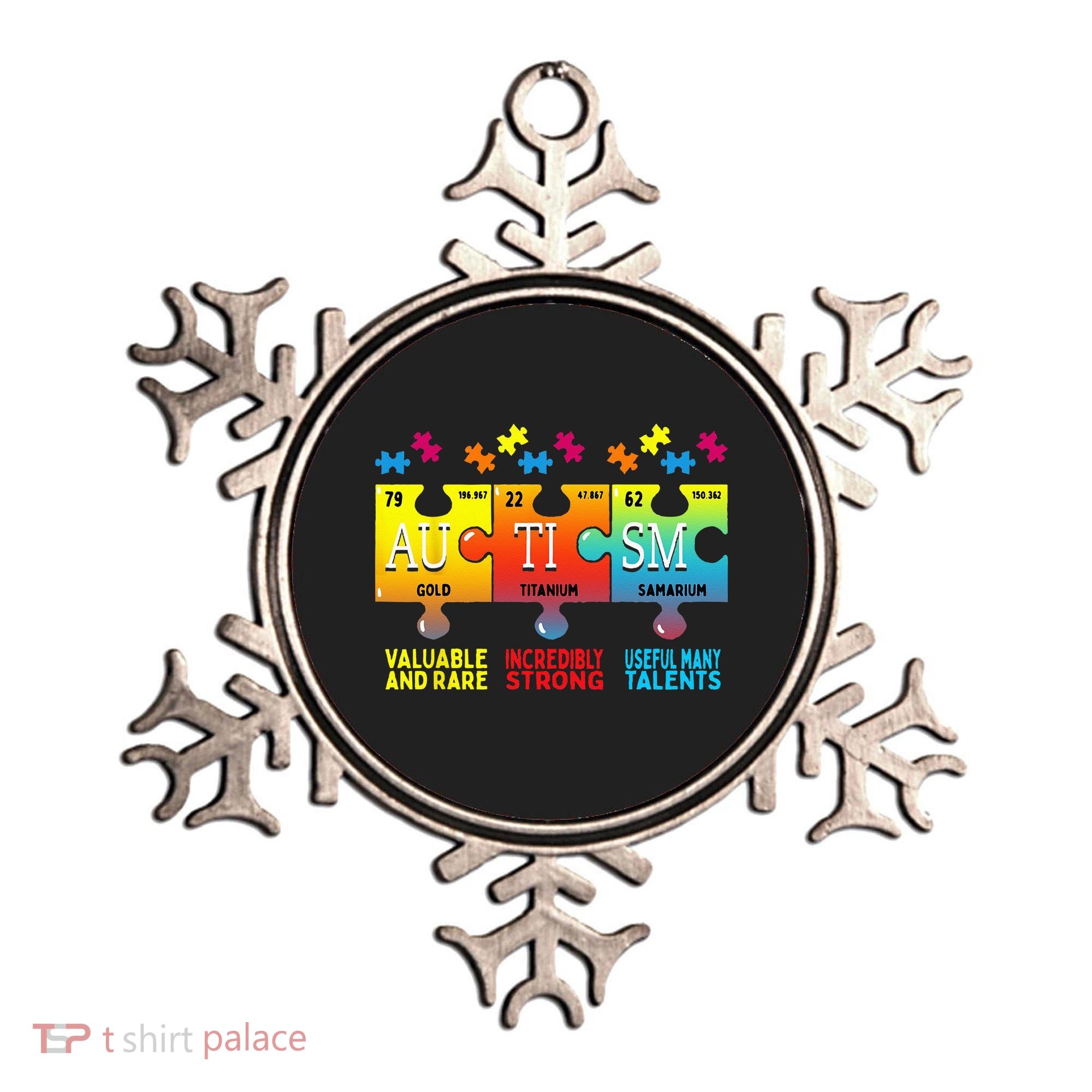 Black Autism Awareness Puzzle Classic Fit Short Sleeve Cotton & Polyester Blend Ornament