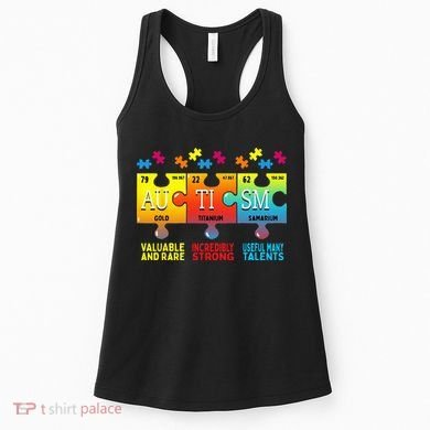 Black Autism Awareness Puzzle Classic Fit Short Sleeve Cotton & Polyester Blend Women's Tank Top