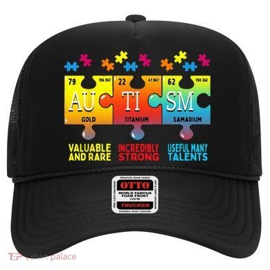 Black Autism Awareness Puzzle Classic Fit Short Sleeve Cotton & Polyester Blend Hat
