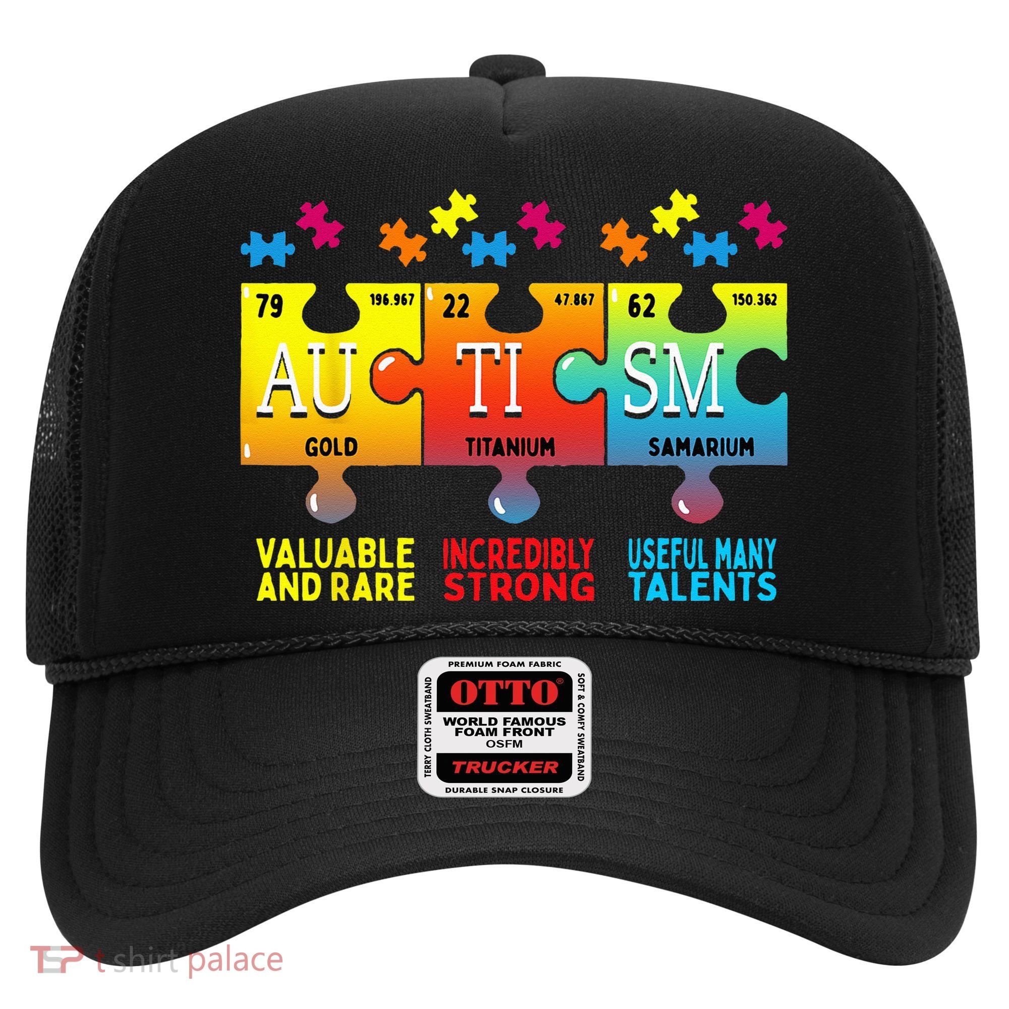 Black Autism Awareness Puzzle Classic Fit Short Sleeve Cotton & Polyester Blend Hat