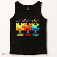 Black Autism Awareness Puzzle Classic Fit Short Sleeve Cotton & Polyester Blend Tank Top thumb 2