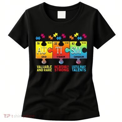 Black Autism Awareness Puzzle Classic Fit Short Sleeve Cotton & Polyester Blend Women's T-Shirt