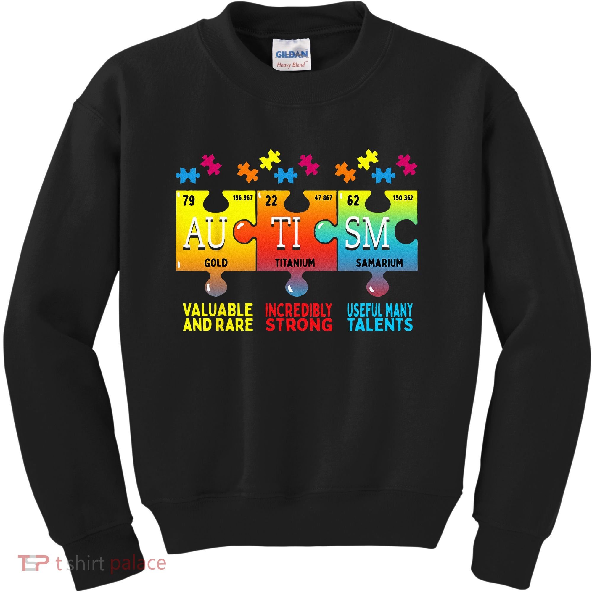 Black Autism Awareness Puzzle Classic Fit Short Sleeve Cotton & Polyester Blend Kids Sweatshirt