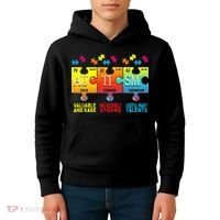 Black Autism Awareness Puzzle Classic Fit Short Sleeve Cotton & Polyester Blend Kids Hoodie thumb 4