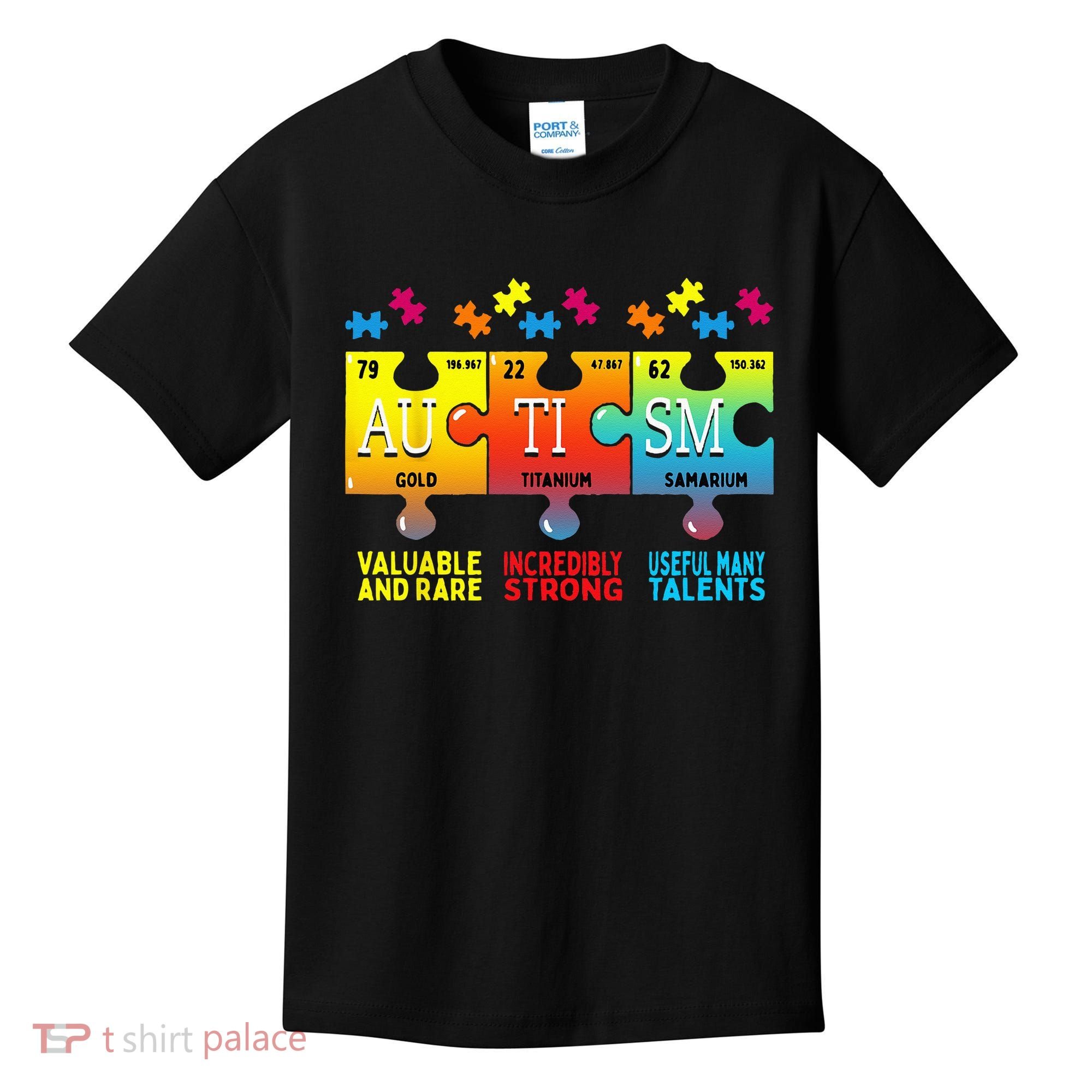 Black Autism Awareness Puzzle Classic Fit Short Sleeve Cotton & Polyester Blend Kids T-Shirt