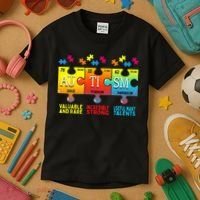 Black Autism Awareness Puzzle Classic Fit Short Sleeve Cotton & Polyester Blend Kids T-Shirt thumb 3