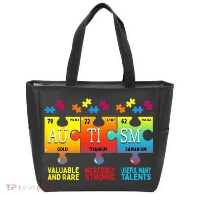 Black Autism Awareness Puzzle Classic Fit Short Sleeve Cotton & Polyester Blend Tote Bag