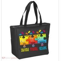 Black Autism Awareness Puzzle Classic Fit Short Sleeve Cotton & Polyester Blend Tote Bag thumb 2
