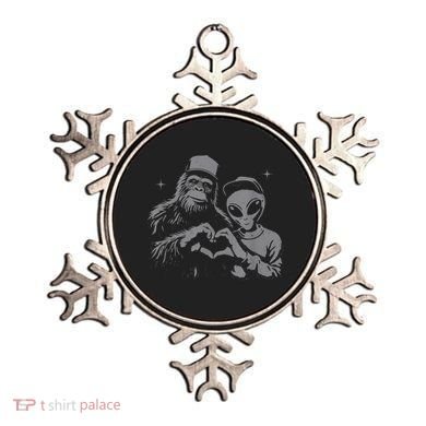 Bigfoot And Alien Sasquatch Love Hand Sign Ornament