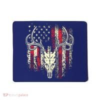 Bucks Antlers And Skull On An American Flag Deer Hunters Mousepad thumb 0
