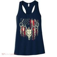 Bucks Antlers And Skull On An American Flag Deer Hunters Women's Tank Top thumb 0