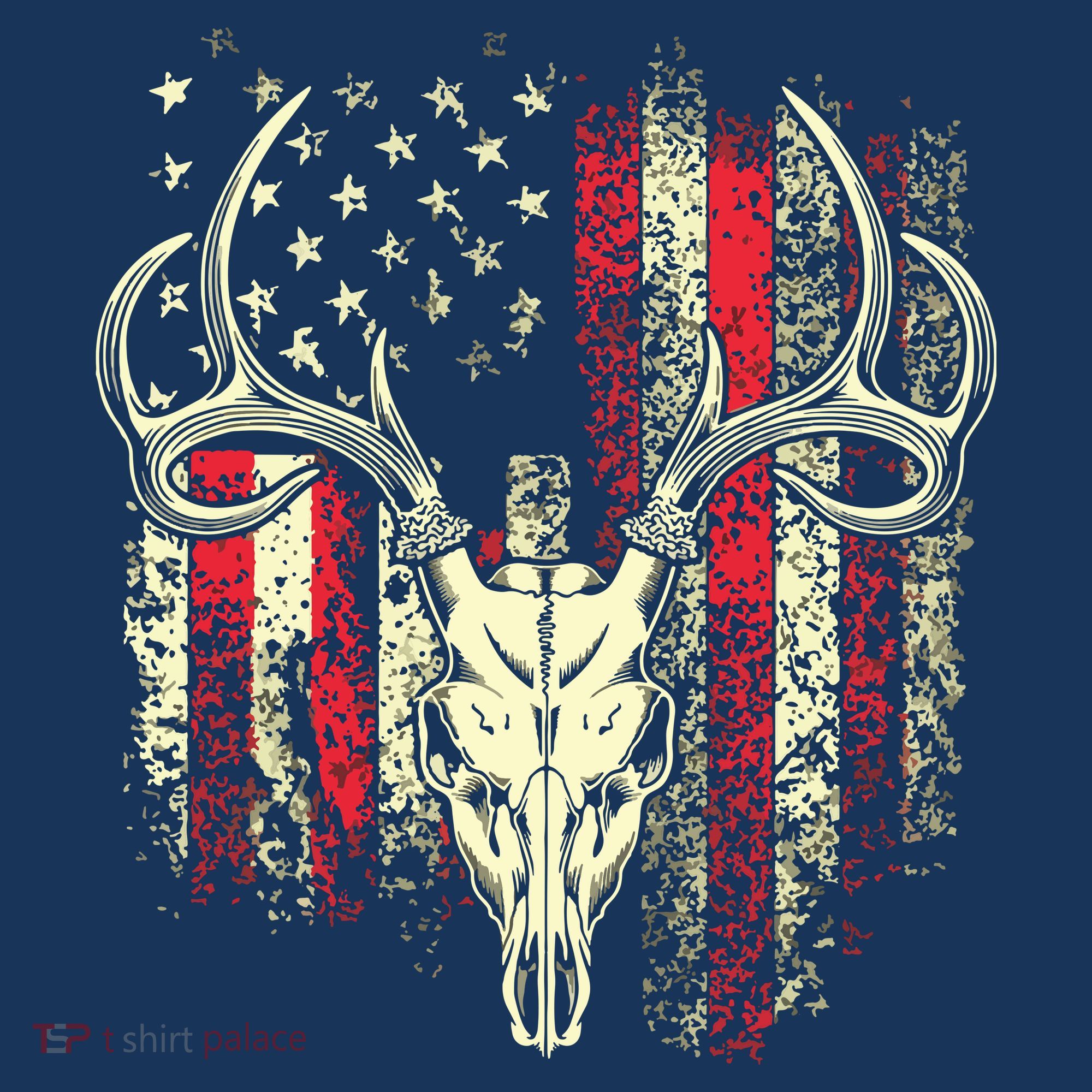 Bucks Antlers And Skull On An American Flag Deer Hunters Women's Tank Top