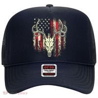 Bucks Antlers And Skull On An American Flag Deer Hunters Hat thumb 0