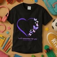 Butterfly Alzheimers Awareness Support Alzheimers Kids T-Shirt thumb 3