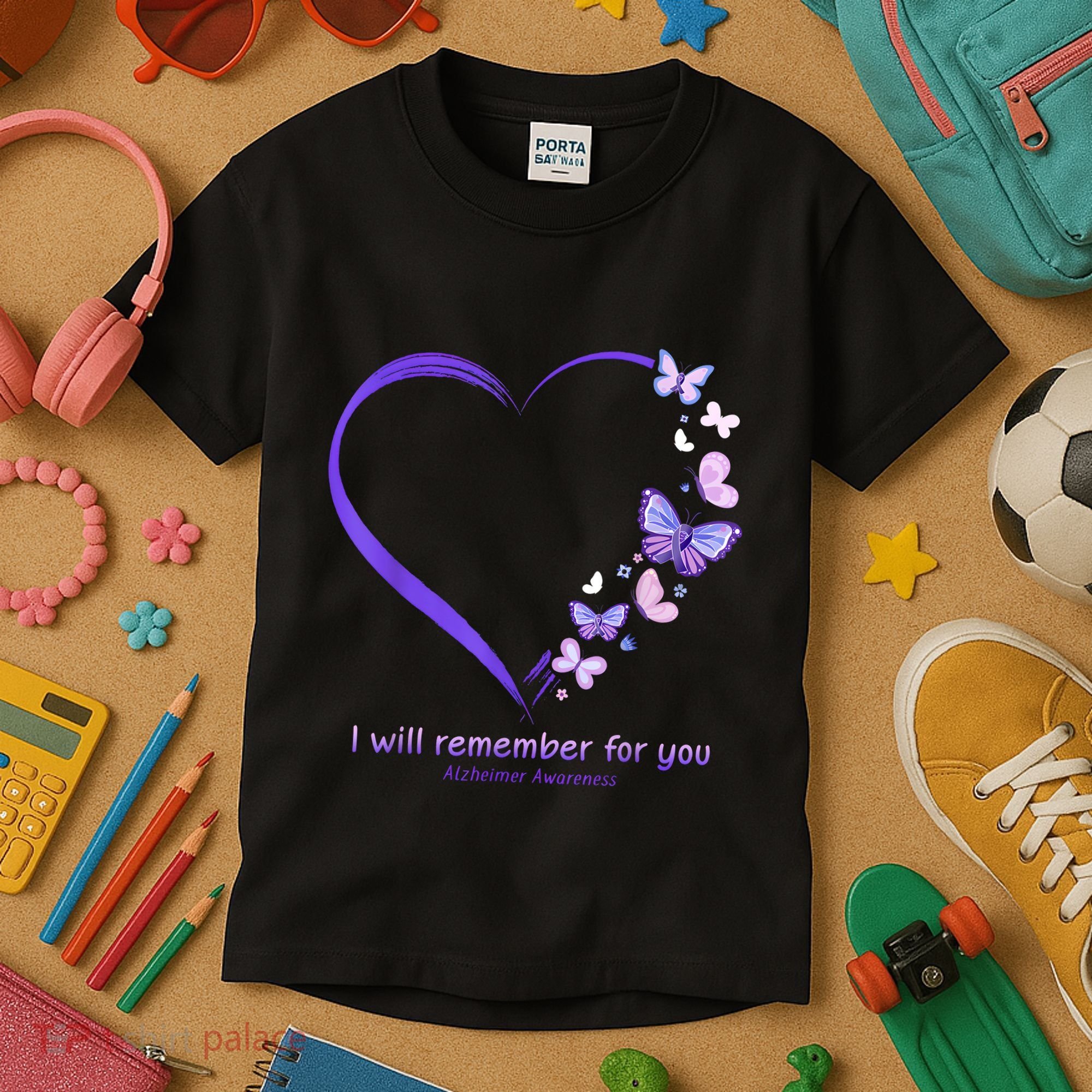 Butterfly Alzheimers Awareness Support Alzheimers Kids T-Shirt