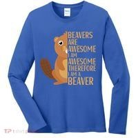 Beavers Are Awesome Humor Beaver Apparel Lover  Women's Long Sleeve Shirt thumb 0