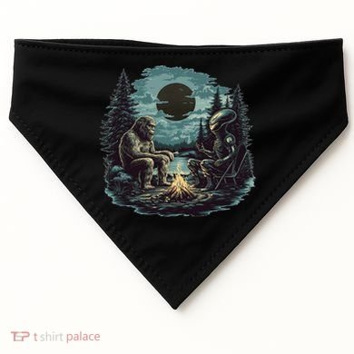 Bigfoot And Alien Camping Fire USA-Made Doggie Bandana