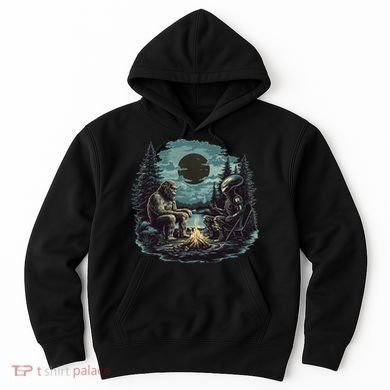Bigfoot And Alien Camping Fire Hoodie