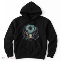 Bigfoot And Alien Camping Fire Hoodie thumb 0