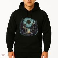 Bigfoot And Alien Camping Fire Hoodie thumb 2