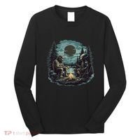 Bigfoot And Alien Camping Fire Long Sleeve Shirt thumb 0