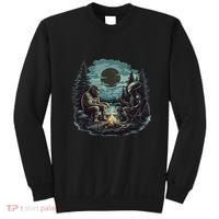 Bigfoot And Alien Camping Fire Sweatshirt thumb 0