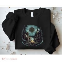 Bigfoot And Alien Camping Fire Sweatshirt thumb 2