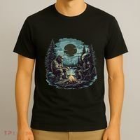 Bigfoot And Alien Camping Fire T-Shirt thumb 3