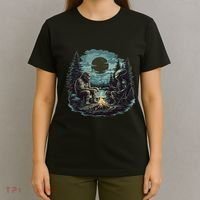 Bigfoot And Alien Camping Fire T-Shirt thumb 4