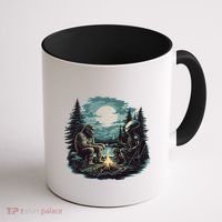 Bigfoot And Alien Camping Fire Coffee Mug thumb 1